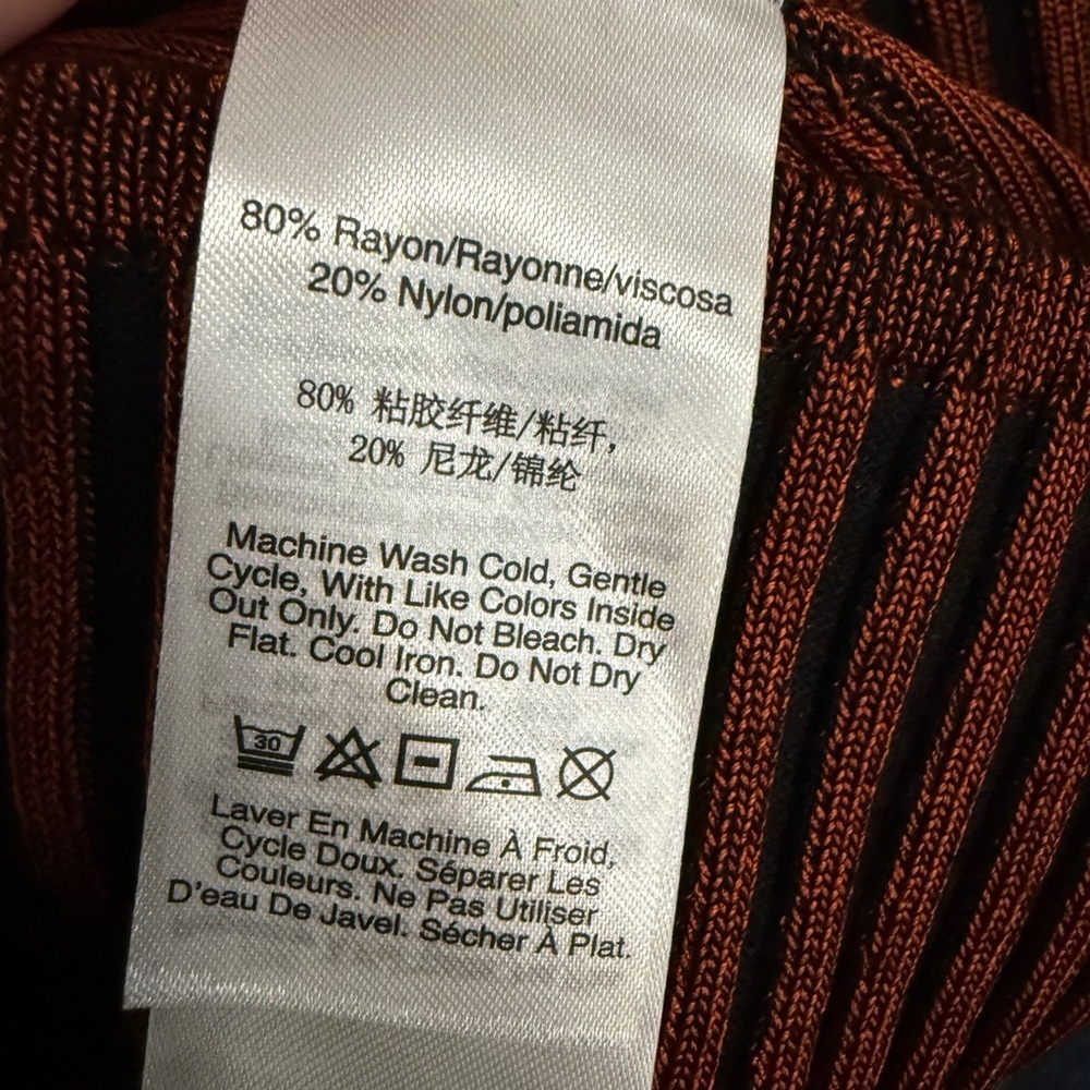 DKNY Ribbed Sweater Short Sleeve Copper Black Medium NWT - Picture 6 of 7